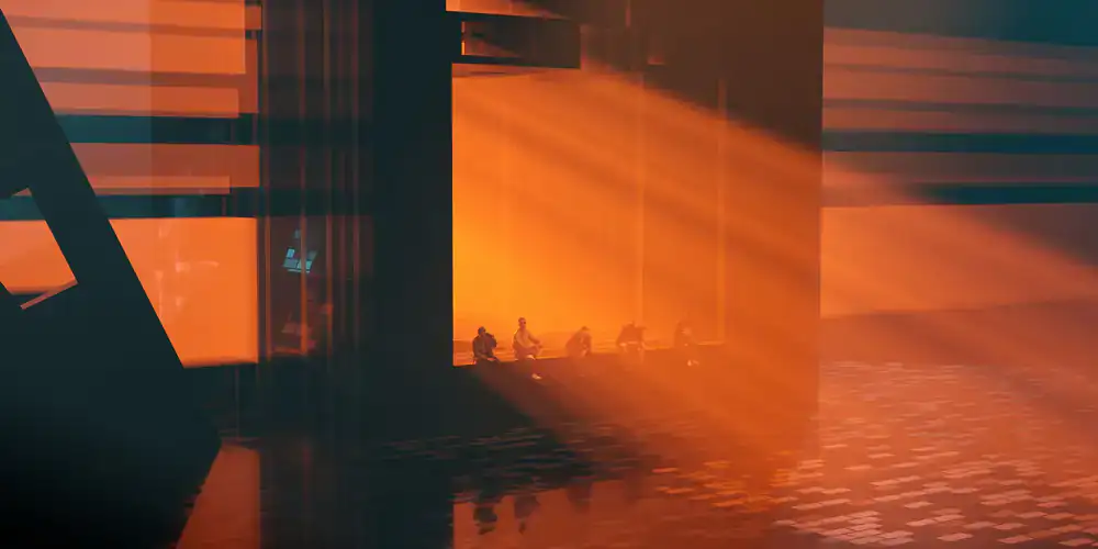 Neon descent environment stills