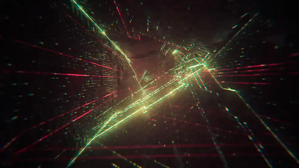 Abstract glowing VR grid background